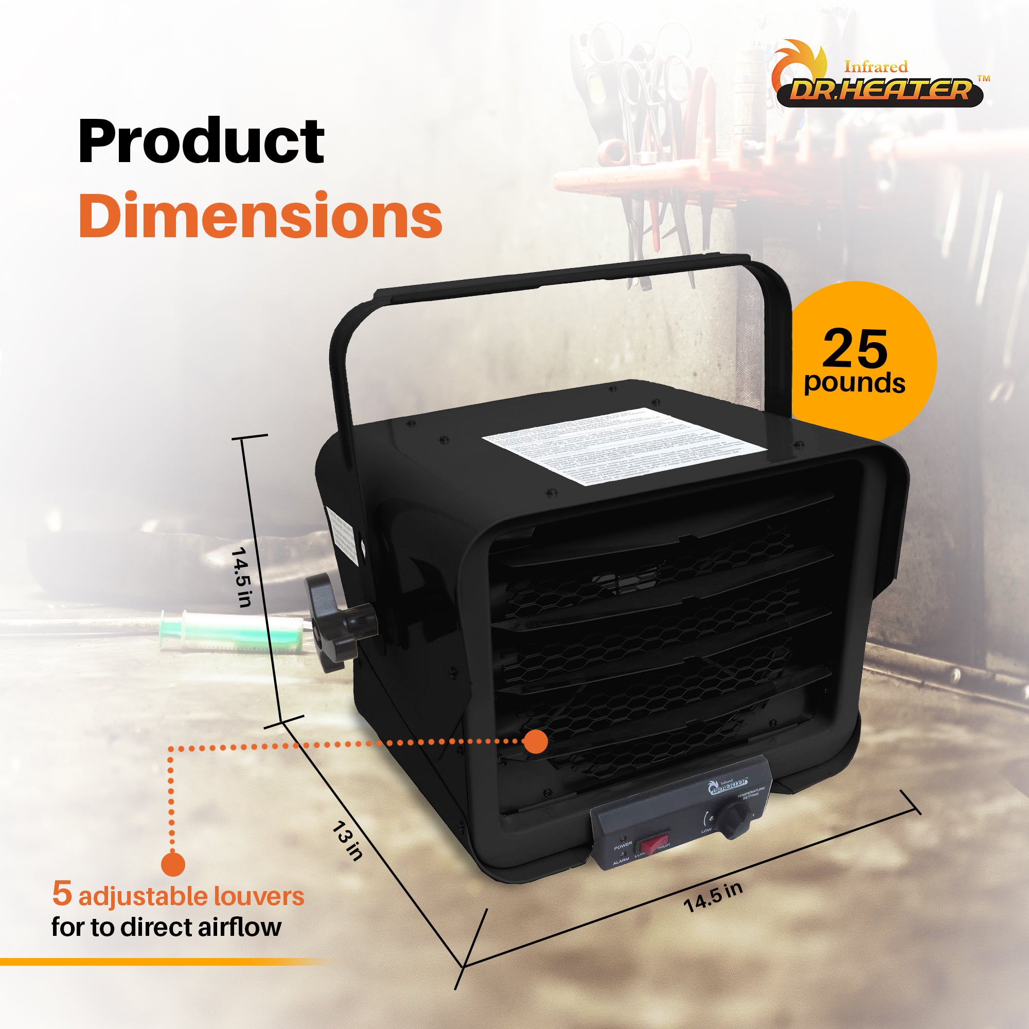 Dr. Heater 240V Hardwired Garage Commercial Heater, 3000W/6000W (For Parts) - VMInnovations