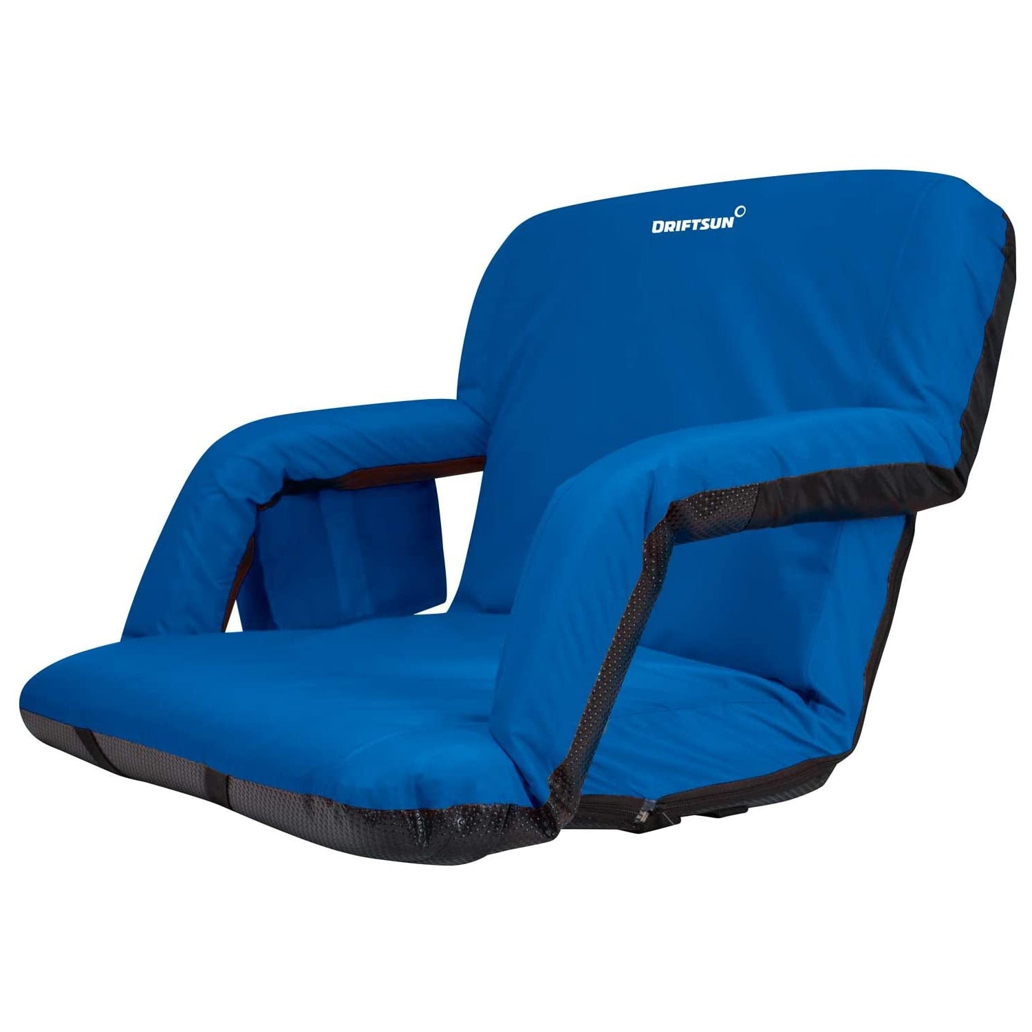 Driftsun Wide Folding Stadium Reclining Bleacher Chair with Back, Blue (Used)