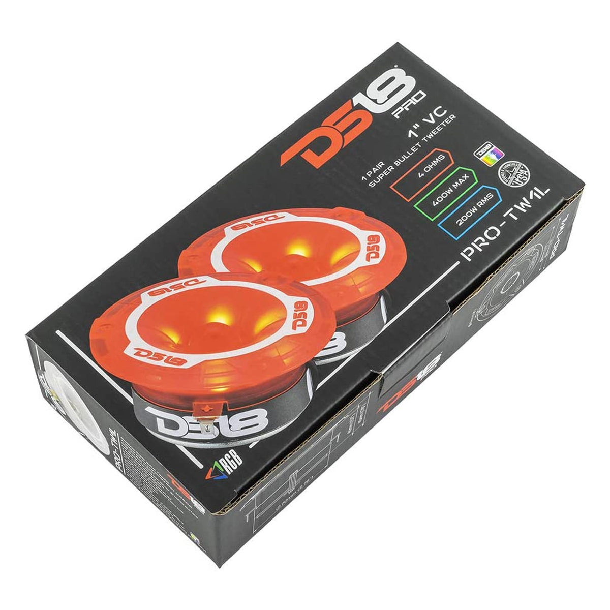 DS18 PRO TW1L 1 Inch VC 240 Watt Super Bullet Tweeter w/ LED Lights (4 Speakers)