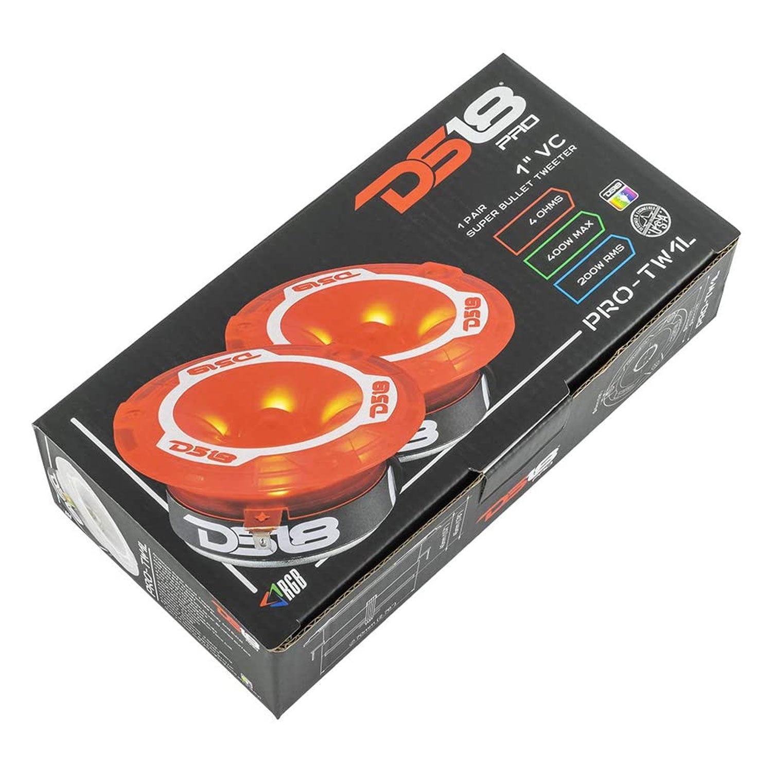 DS18 PRO TW1L 1 Inch VC 240 Watt Super Bullet Tweeter w/ LED Lights (4 Speakers)