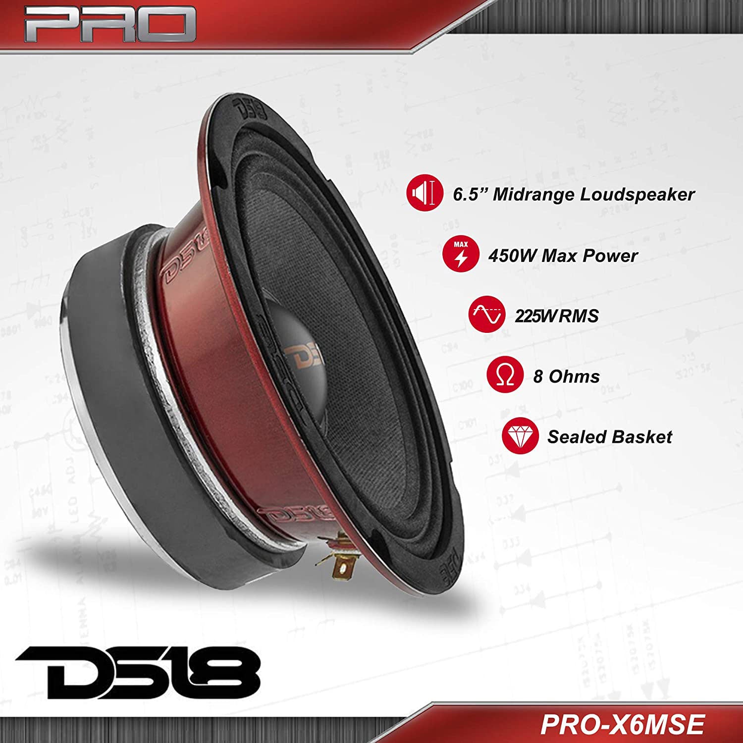 DS18 Pro X Mid Range Car Door Speaker Pair and Titanium Car Bullet Tweeter Pair