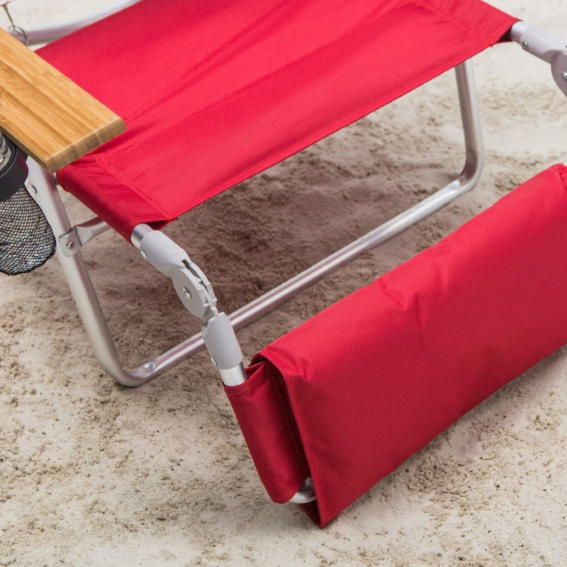 Ostrich Deluxe 3N1 Outdoor Lawn Beach Lounge Chair w/Footrest, Red (Used)