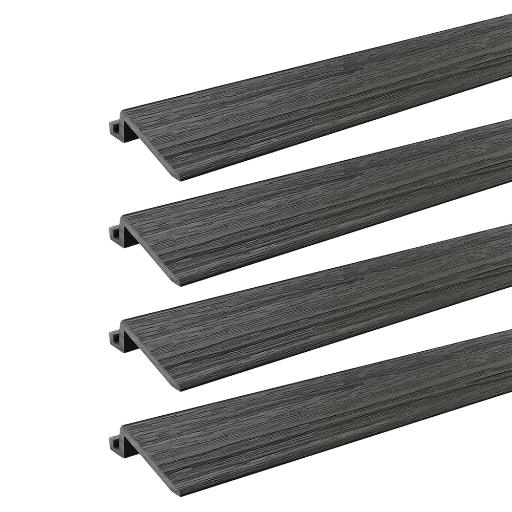 AURA 24 x 3 Inch Polymer Interlocking Deck Trim Transition Piece, Gray (4 Pack) - VMInnovations