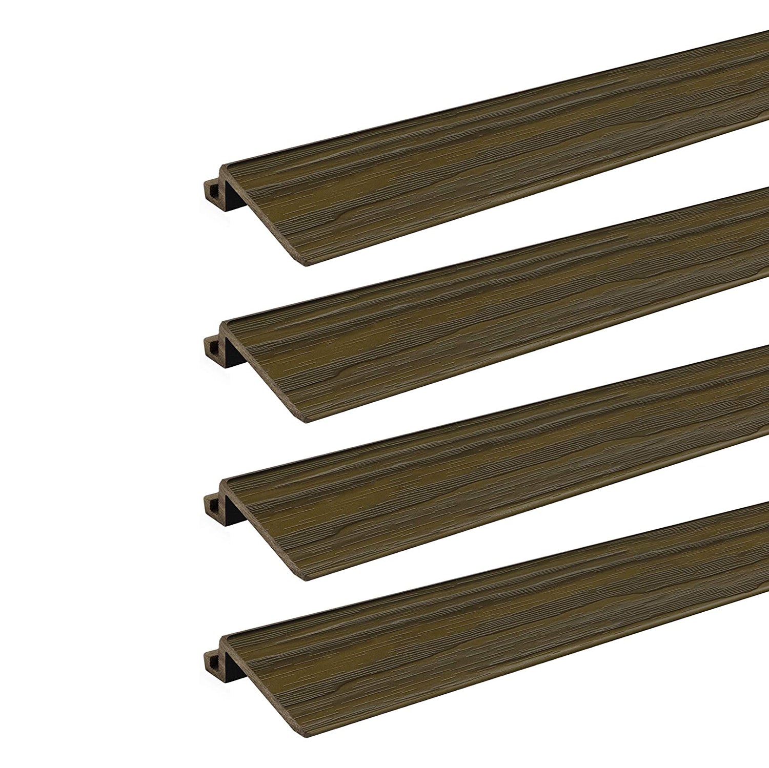 AURA 24x3 Inch Interlocking Deck Trim Transition Piece, Brown 4 Pack (Open Box)
