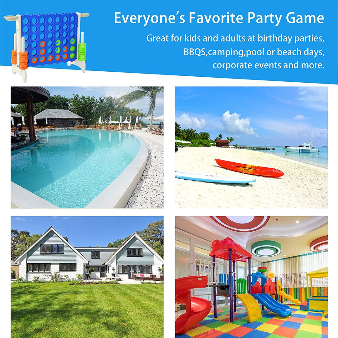 SDADI Giant Jumbo 4 in a Row Connect Game Indoor Outdoor Yard Game with Hoops - VMInnovations