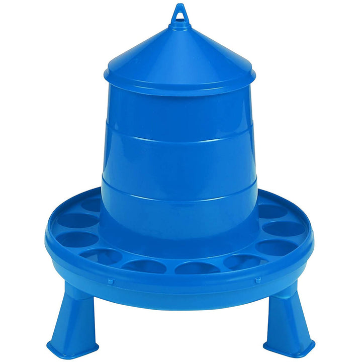 Little Giant 4 Pound Poultry Chicken Feeder Dispenser with Carrying Handle, Blue - VMInnovations