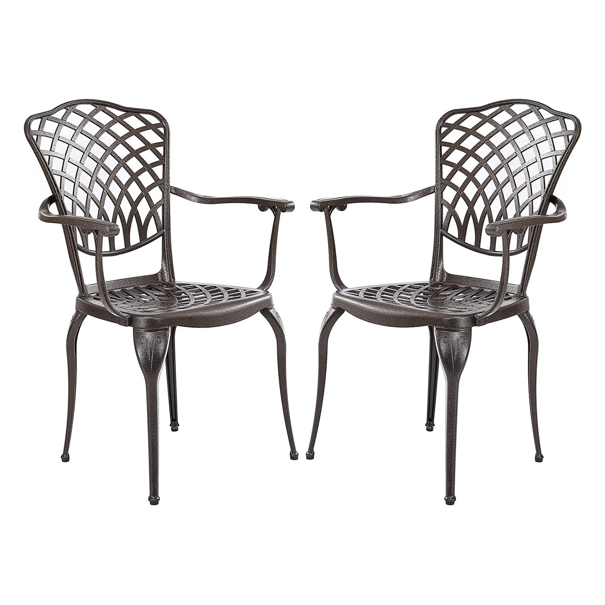 Kinger Home Arden Rustic Aluminum Patio Dining Chairs, Bronze, Set of 2 (Used)