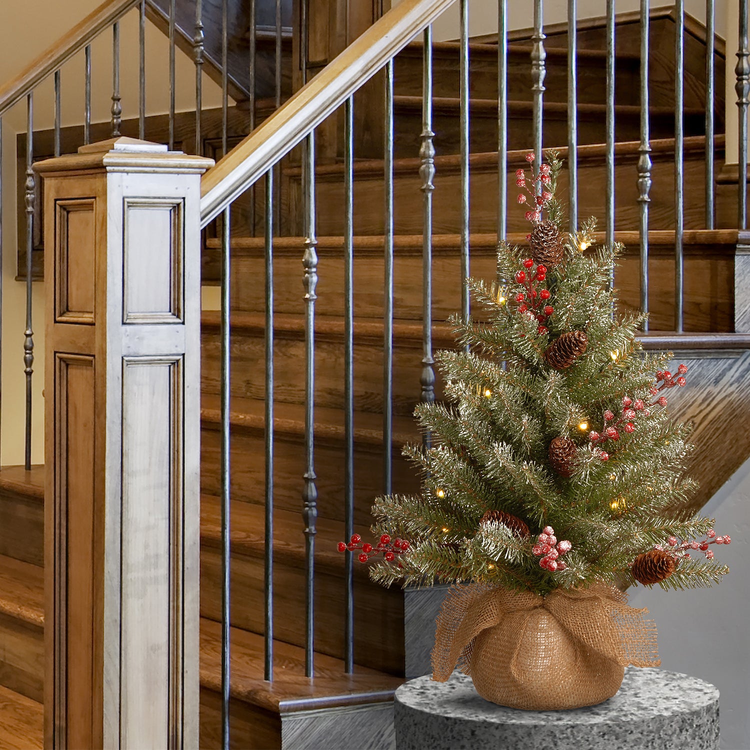 National Tree 2' Dunhill Fir Artificial Christmas Tree w/ LED Lights (Open Box) - VMInnovations