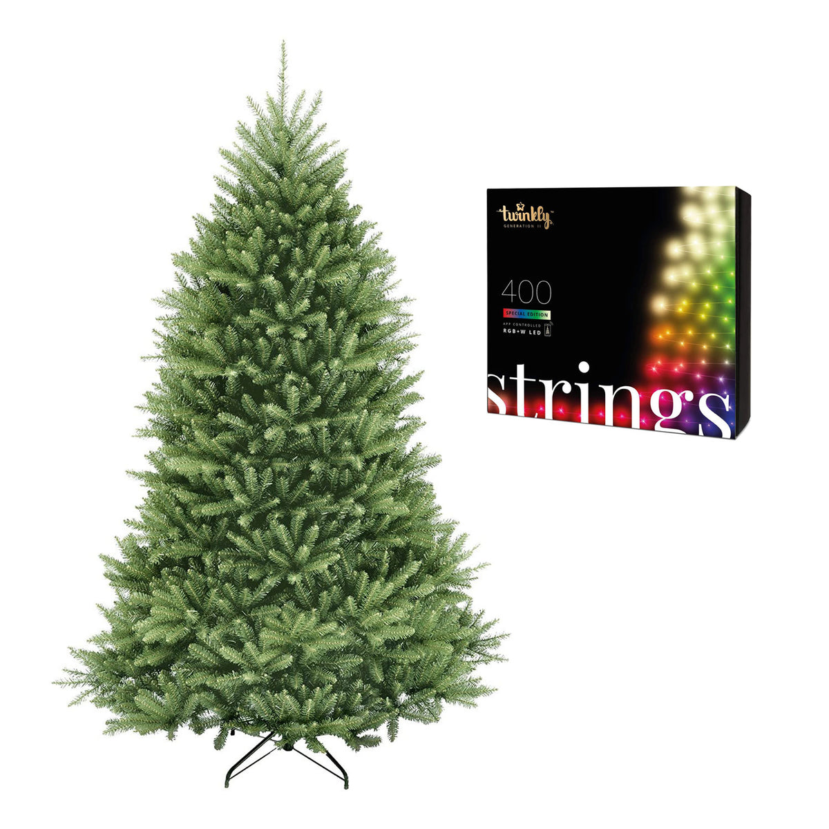 National Tree Company Dunhill Fir 7 Foot Christmas Tree & Color String Lights