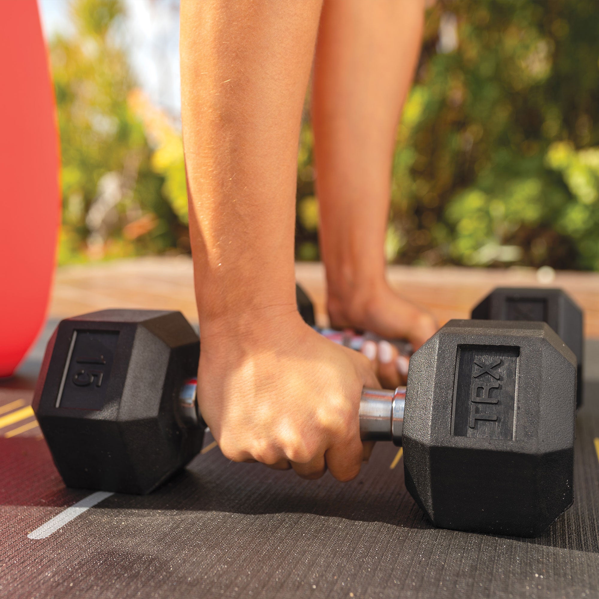 TRX Rubber 10lb Dumbbell Weight Strength Training Workout Equipment (Open Box) - VMInnovations