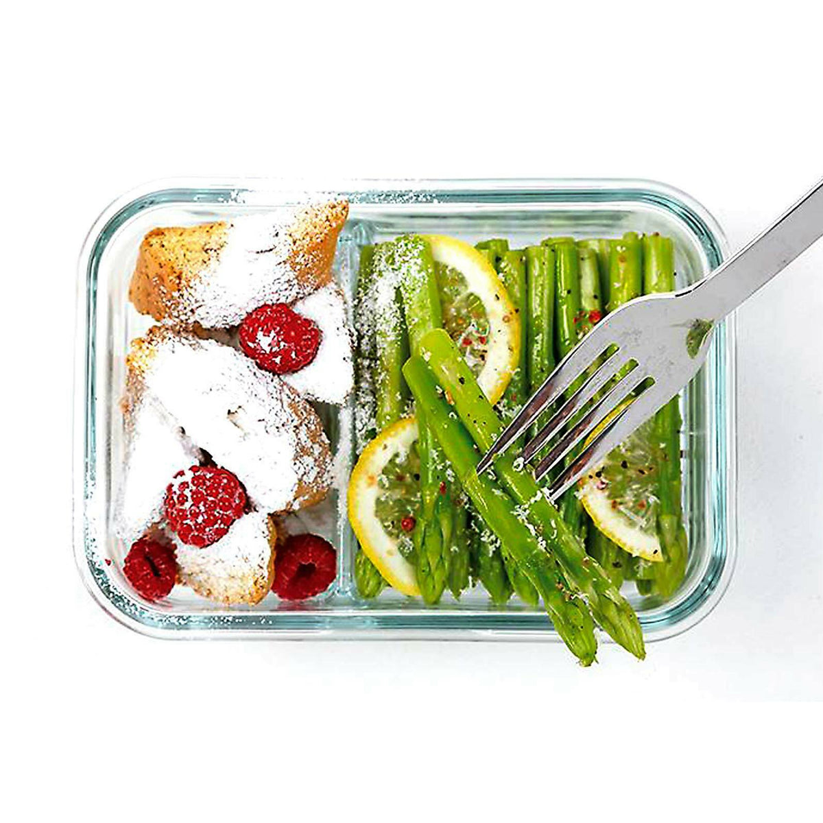 Glasslock Duo 5 Pc Clear Glass Divided Food Storage Containers (Open Box)