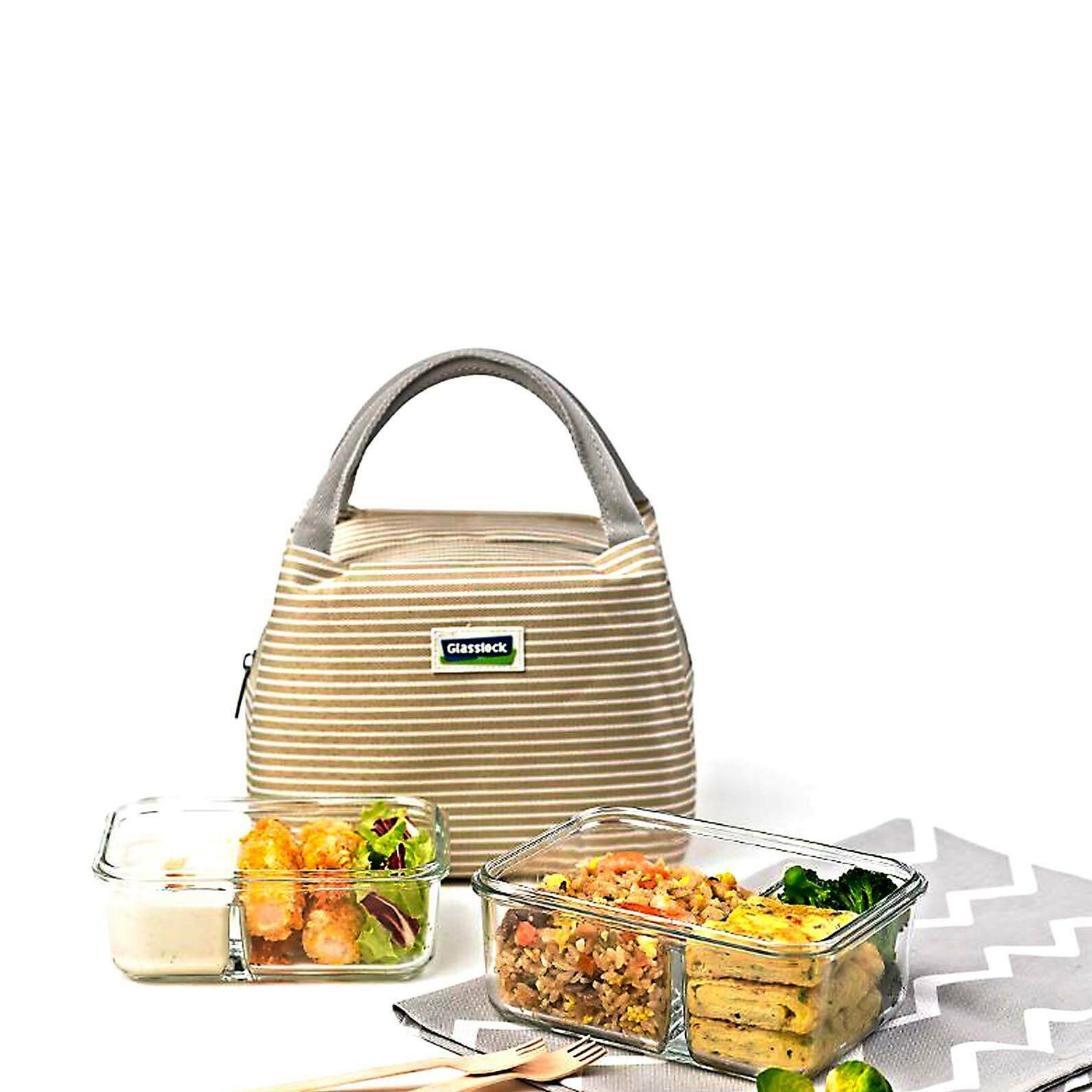 Glasslock Duo 3 Piece Clear Glass Divided Food Storage Containers (Open Box) - VMInnovations