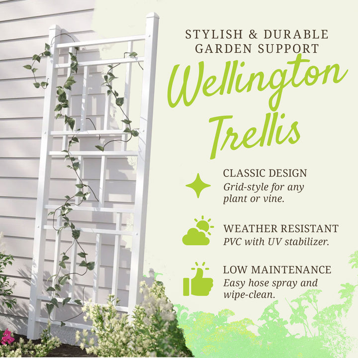 Dura-Trel Wellington 28 x 75 Inch PVC Vinyl Outdoor Garden Patio Trellis, White - VMInnovations