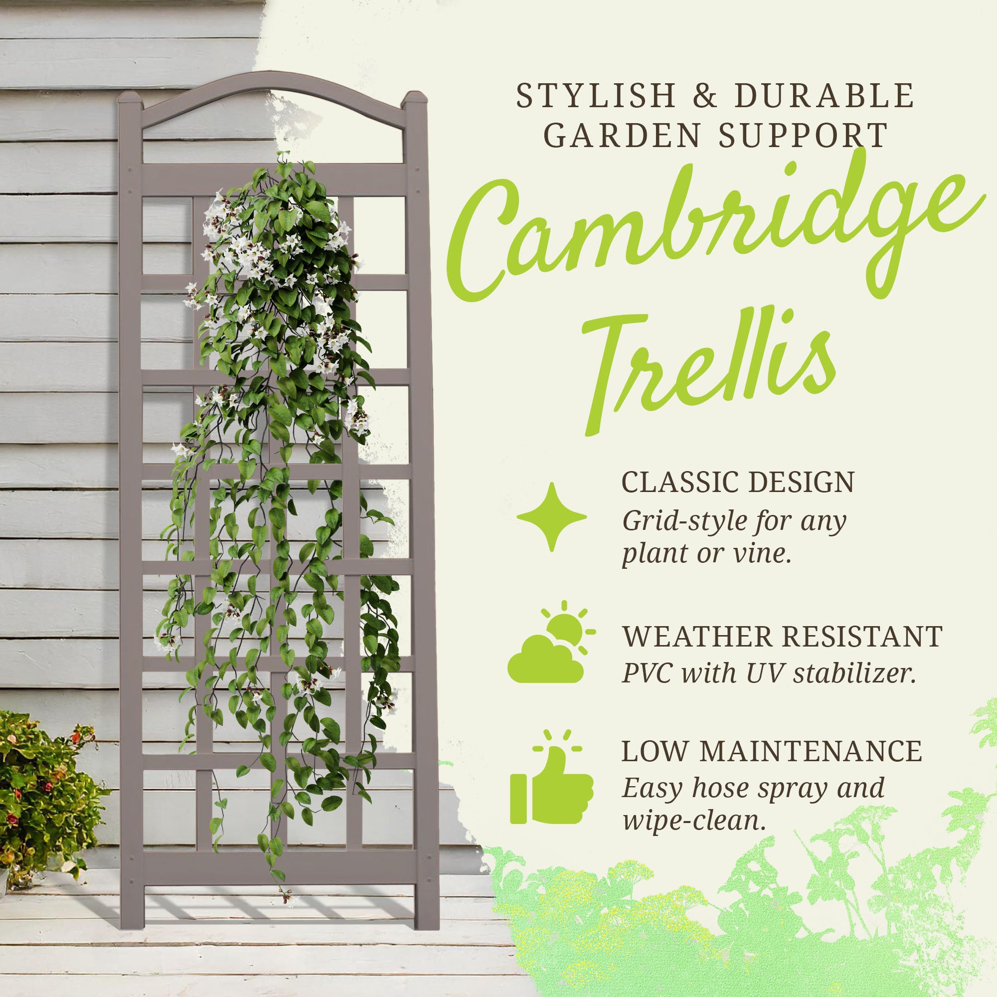 Dura-Trel Cambridge 28x75 Inch PVC Vinyl Garden Patio Trellis, Mocha (For Parts) - VMInnovations