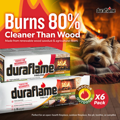 Duraflame 2.5lb Indoor Outdoor Fireplace Fire Pit Firelog 1.5 Hr Burn Time, 6 Pk