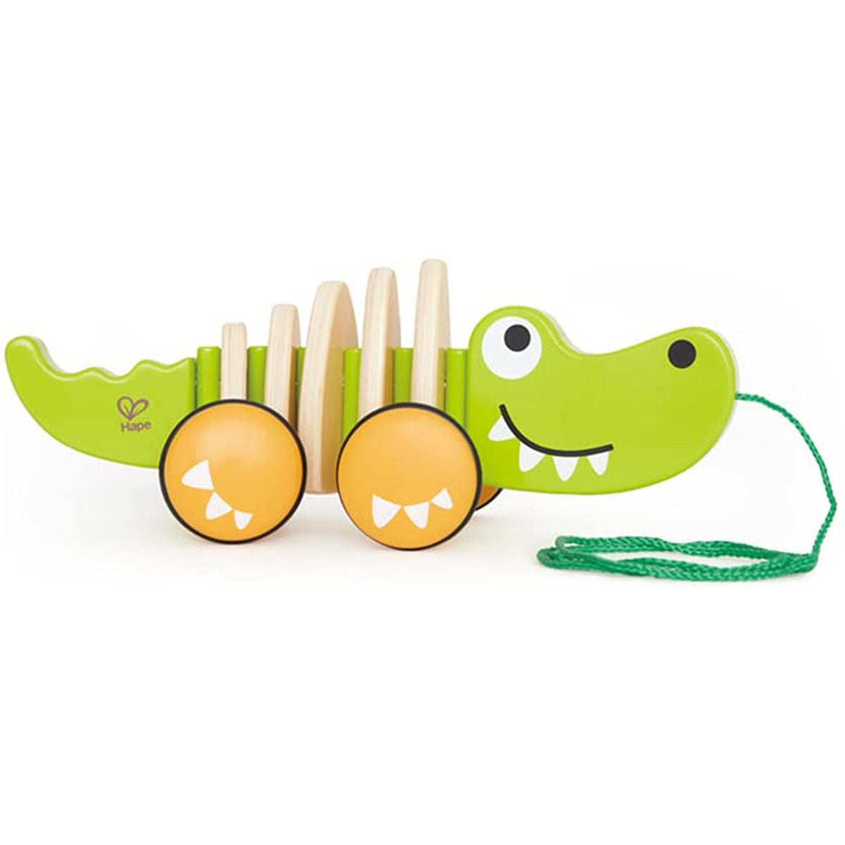 Hape Walk A Long Crocodile Wooden Push Pull Toy for Ages 1 and Up, Lime Green - VMInnovations