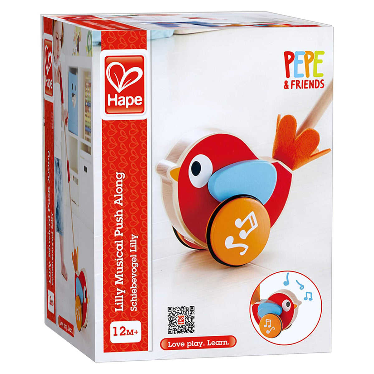Hape Walk A Long Bird Wooden Push Pull Toy with Detachable Stick, Ages 1 and Up - VMInnovations