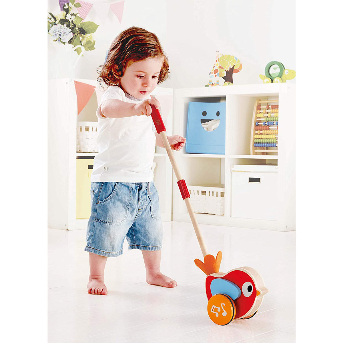 Hape Walk A Long Bird Wooden Push Pull Toy with Detachable Stick, Ages 1 and Up - VMInnovations