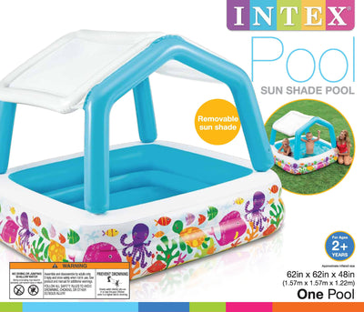 Intex 120V Electric Air Pump & Intex Inflatable Ocean Scene Sun Shade Kids Pool