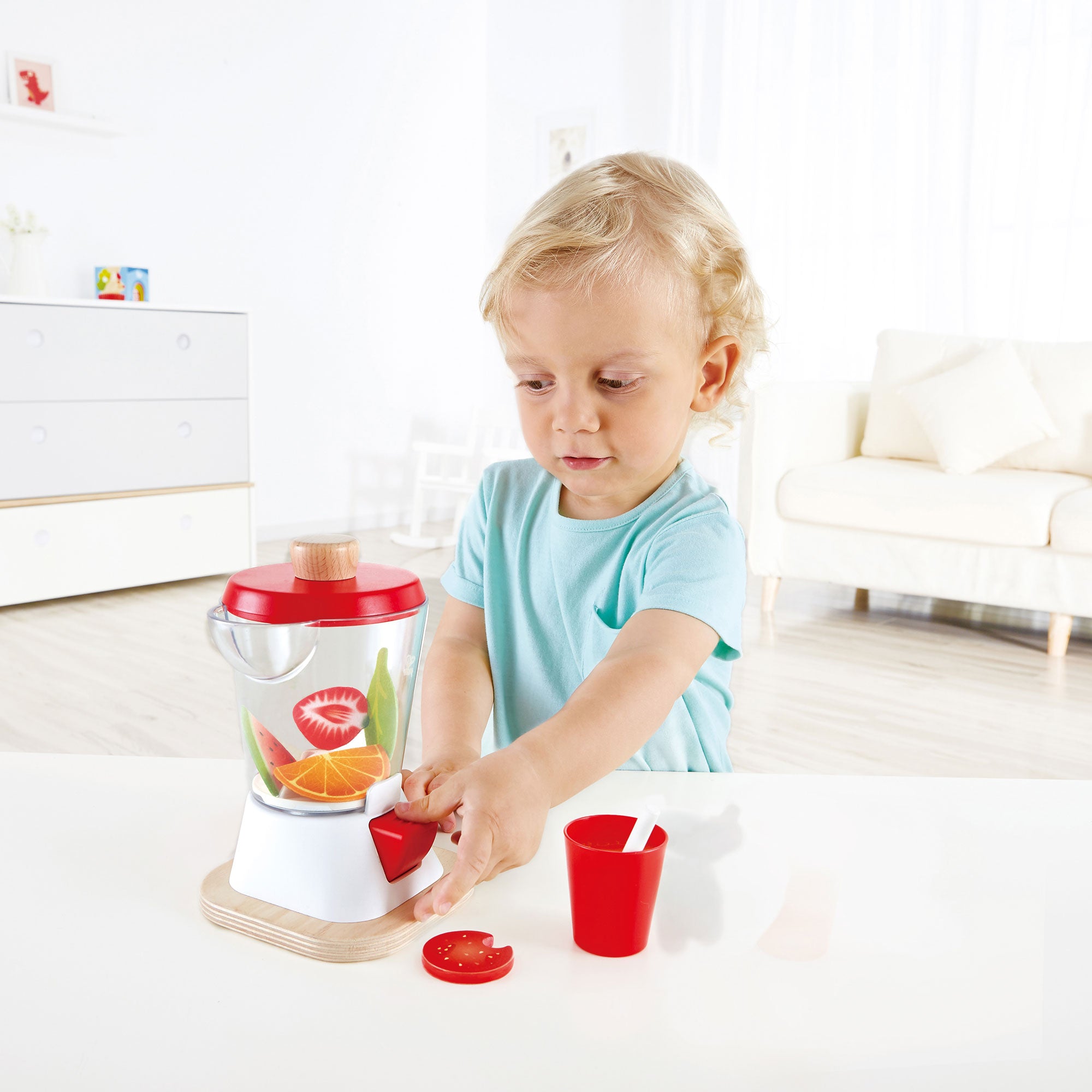 Hape Fruit Smoothie Blender Kids Wooden Pretend Kitchen Play Set Toy (Open Box) - VMInnovations