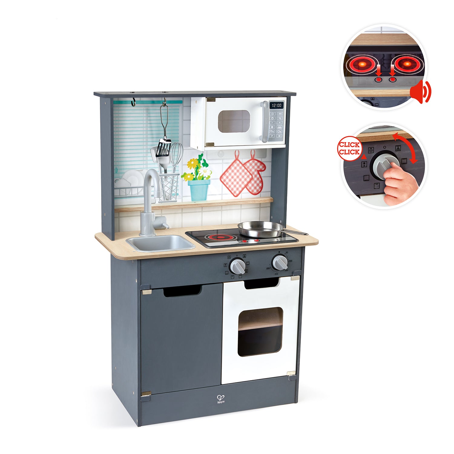Hape Interactive Kids Home Wooden Pretend Play Kitchen Toy Bundle with Play Food - VMInnovations