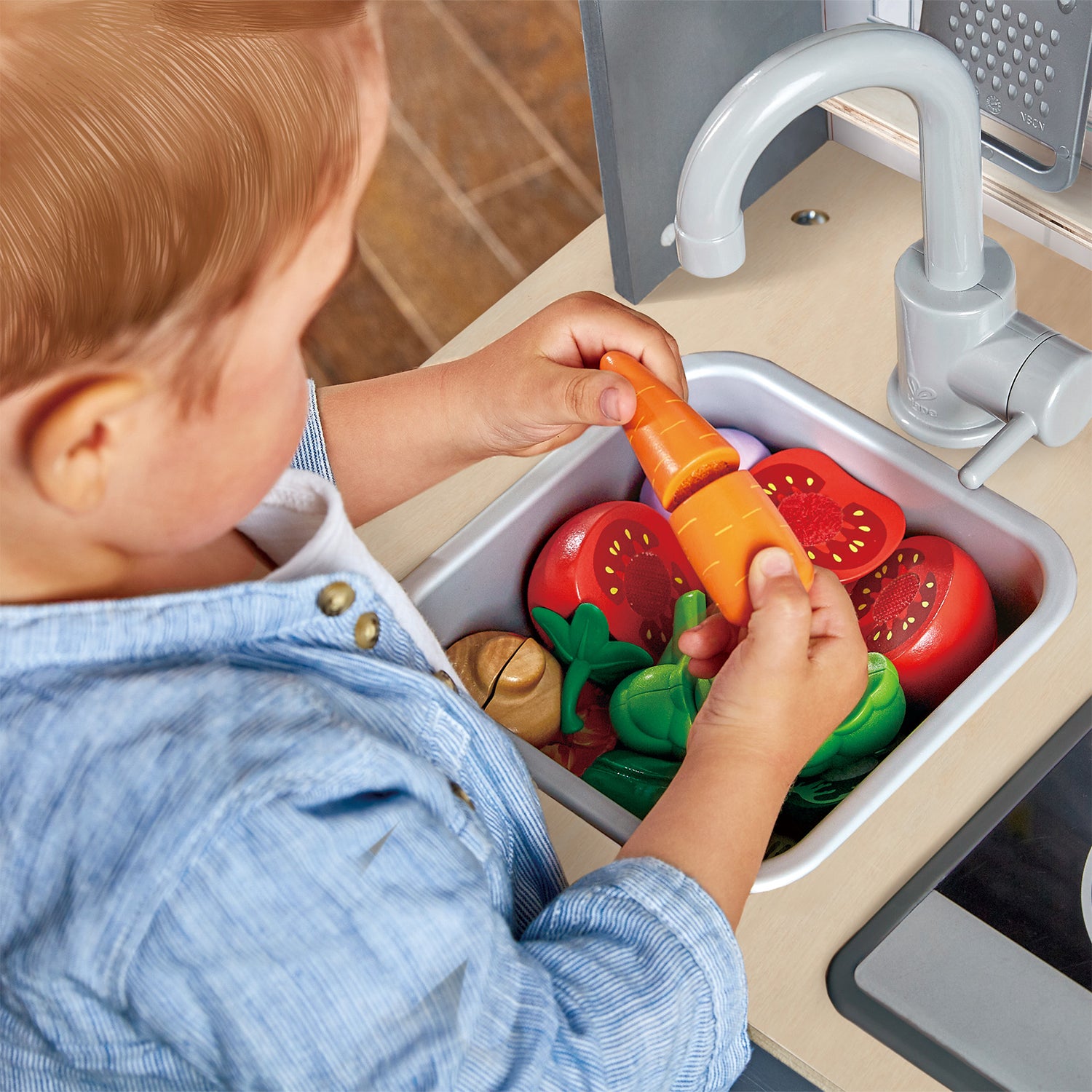 Hape Interactive Kids Home Wooden Pretend Play Kitchen Toy Bundle with Play Food - VMInnovations
