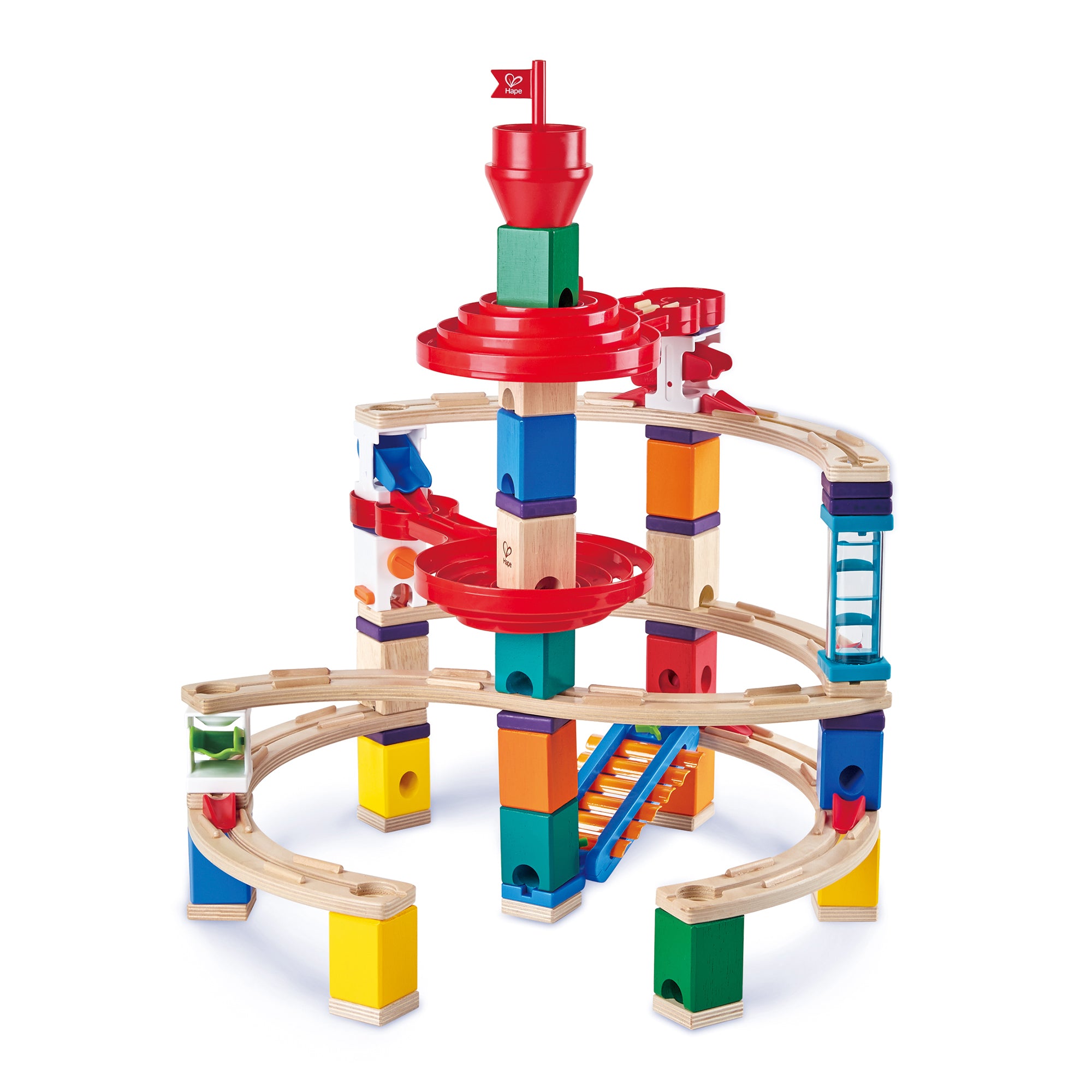 Hape Super Spirals Quadrilla Wooden Marble Run Construction Building Set (Used)