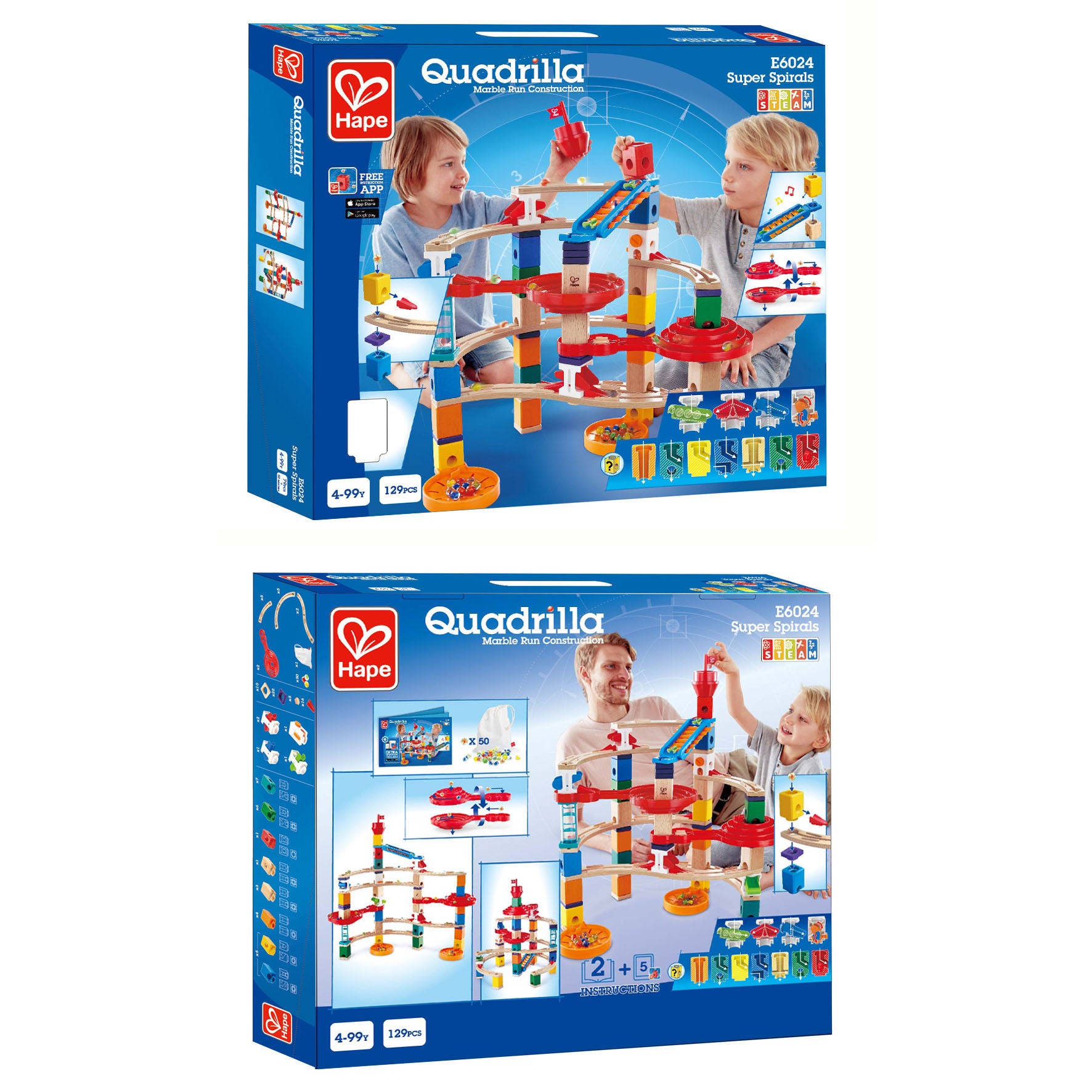 Hape Super Spirals Quadrilla Wooden Marble Run Construction Building Set (Used)