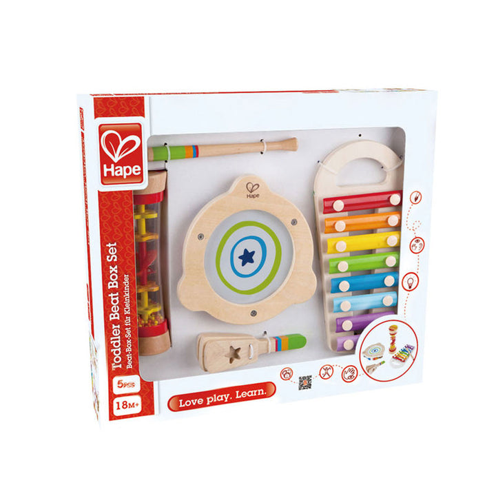 Hape 5 Piece Toddler Beat Box Musical Set, Wooden Music Toy Set (Open Box) - VMInnovations