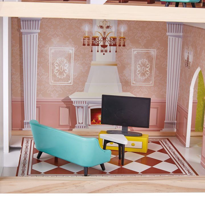 Hape Little Room Pretend Play 3 Story Wood Doll House & Furniture for Age 3 & Up - VMInnovations