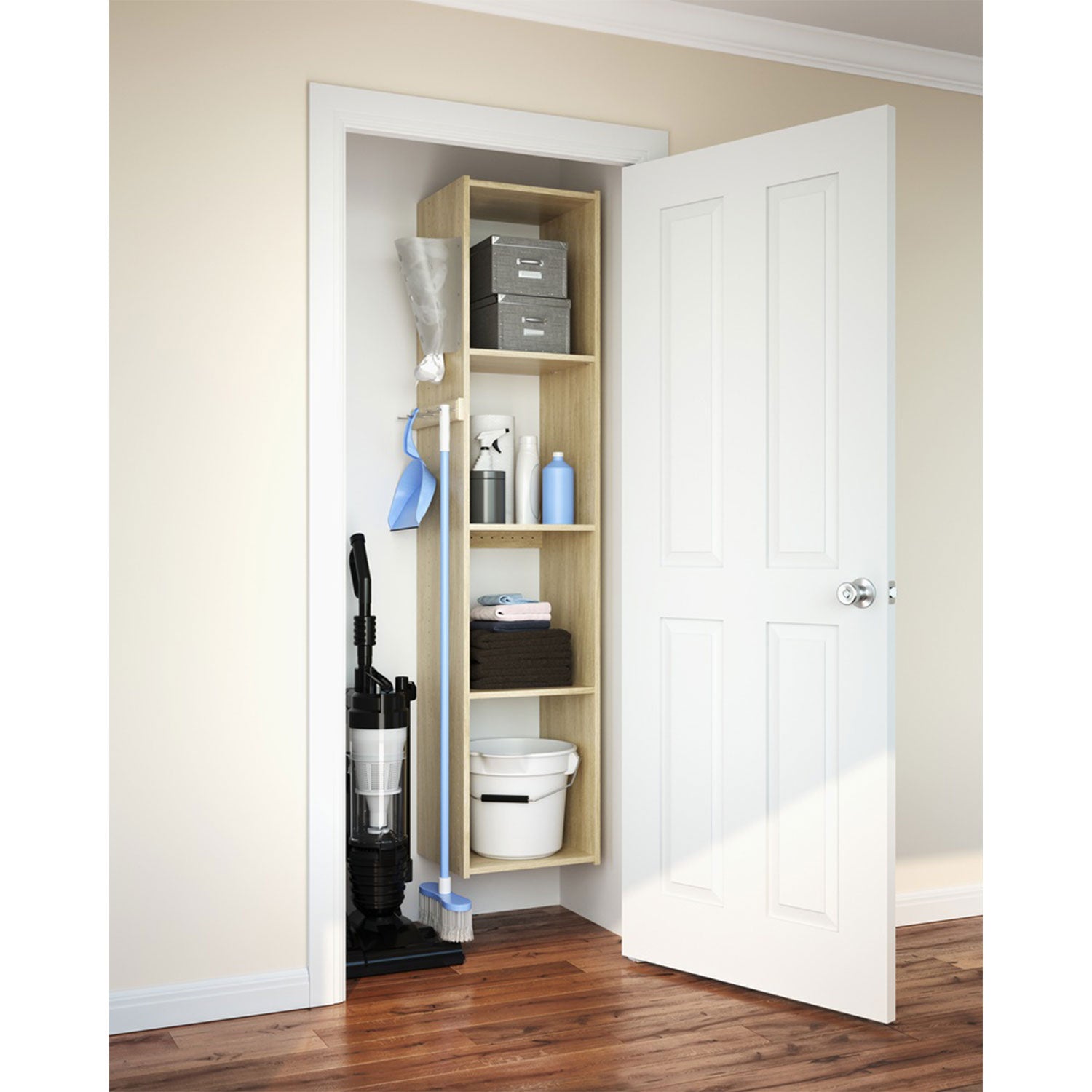 Easy Track 5 Shelf Wood Utility Closet Storage Tower Kit System (Open Box)