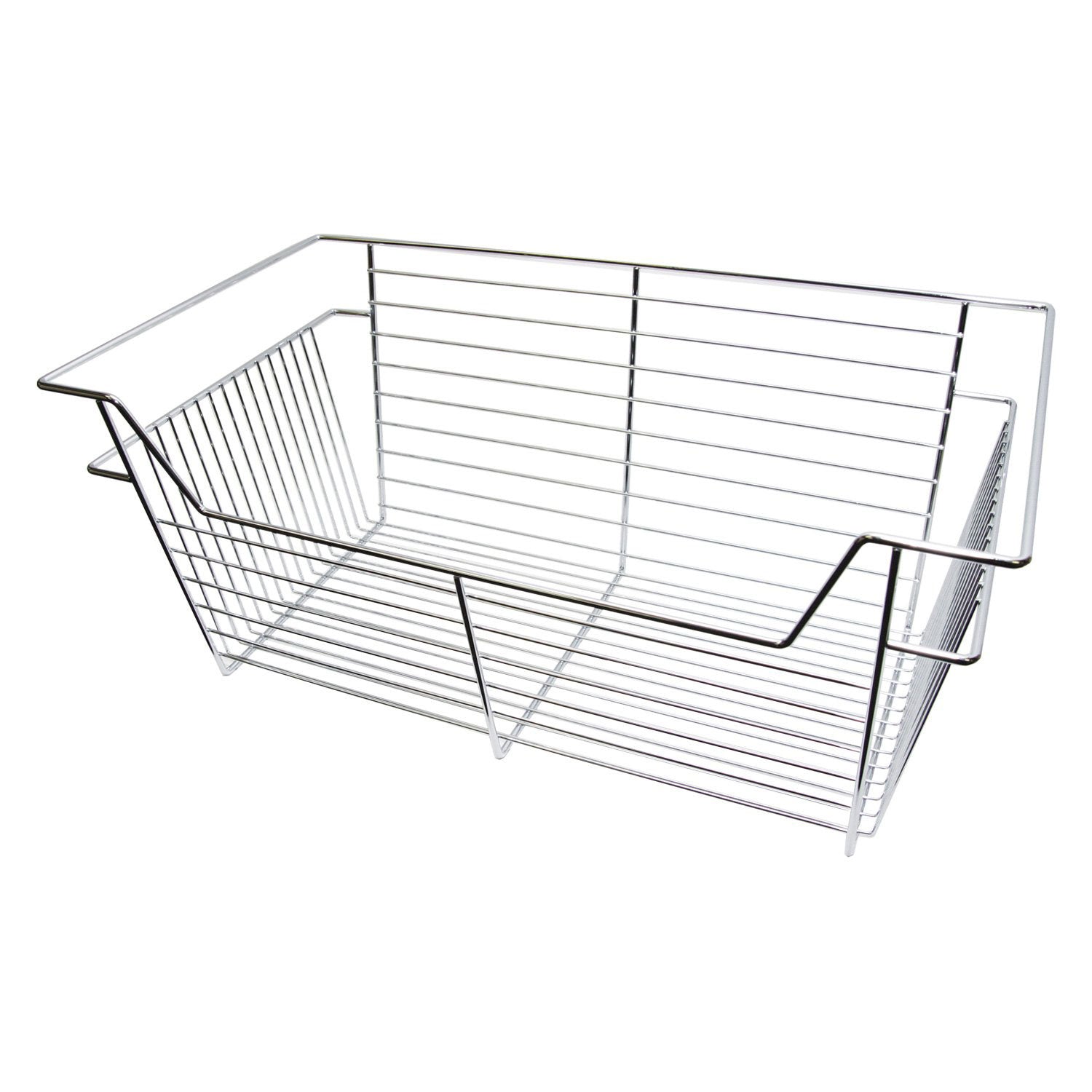 Easy Track 24 Inch Metal Sliding Wire Closet Storage Basket Organizer, Chrome