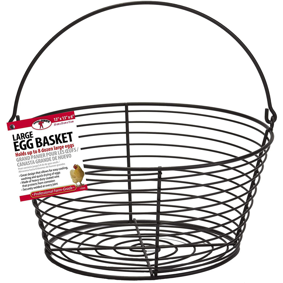 Little Giant Large Metal Wire Egg Basket for Collecting Chicken Eggs, Black - VMInnovations