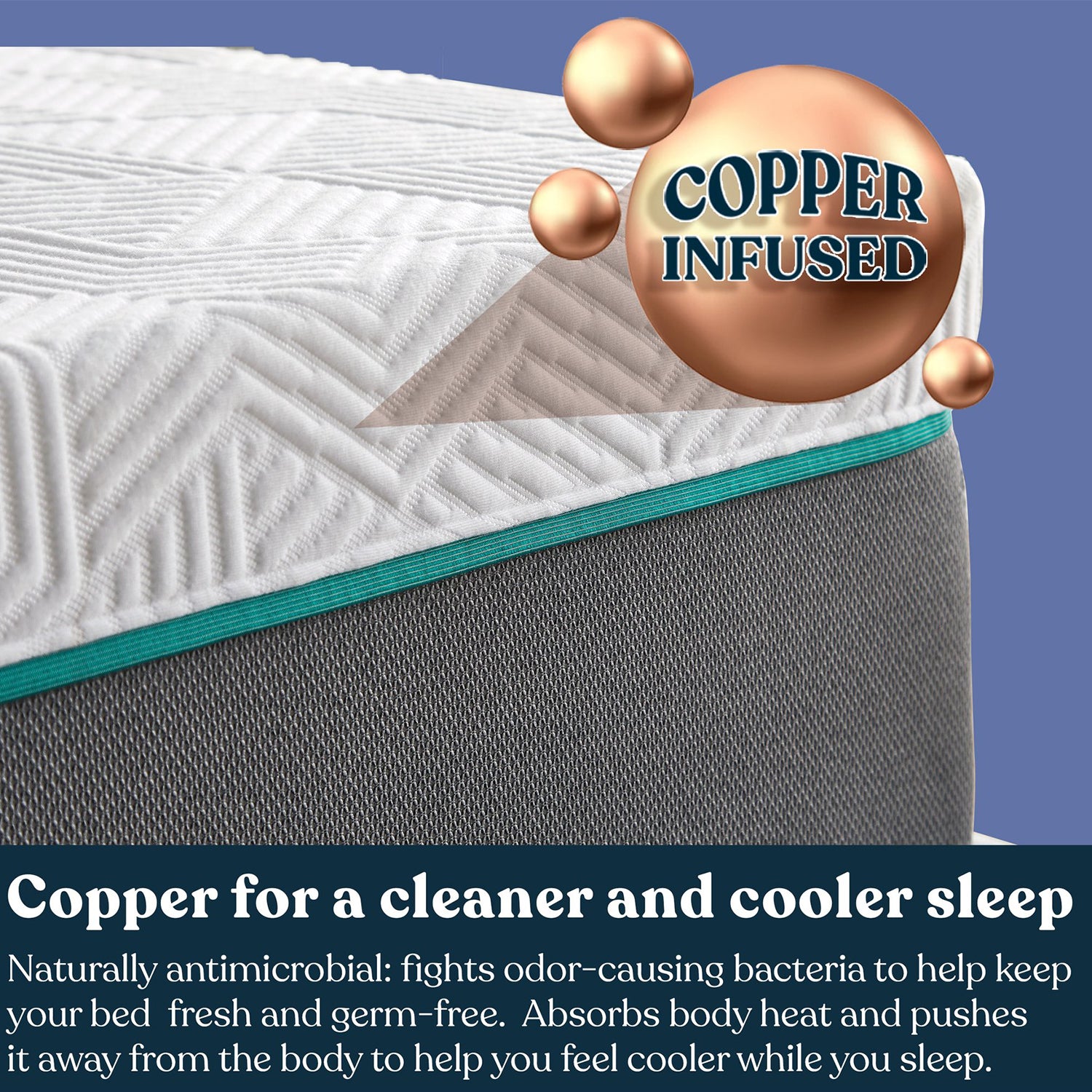 Early Bird Performance 12 Inch Hybrid Gel Copper Memory Foam Mattress, Queen