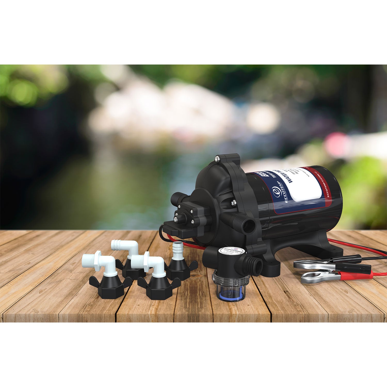 Eccotemp EccoFlo Triplex Diaphragm 2.9 GPM 12V Water Heater Pump and Strainer - VMInnovations
