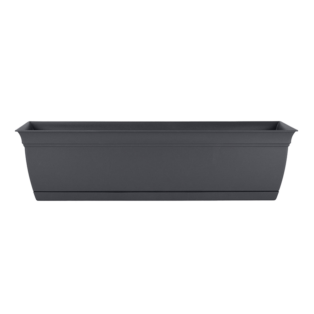 The HC Companies 30 Inch Eclipse Window Flower Box with Removable Saucer, Gray