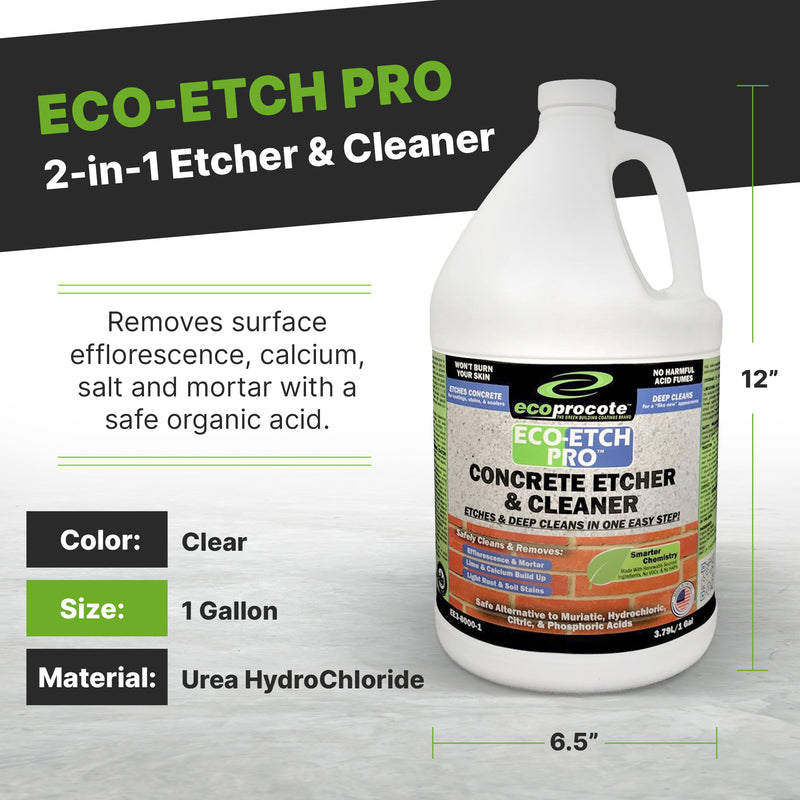 EcoProCote Eco-Etch Pro Concrete Etcher and Cleaner for Optimum Porosity, 1 Gal