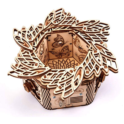 Wood Trick 3D Mystery Flower Fur Elise Wooden Jewelry Box Self Building Kit