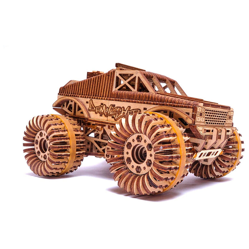 Wood Trick 3D Monster Truck Wooden Toy Car Model Mechanical Self Building Kit