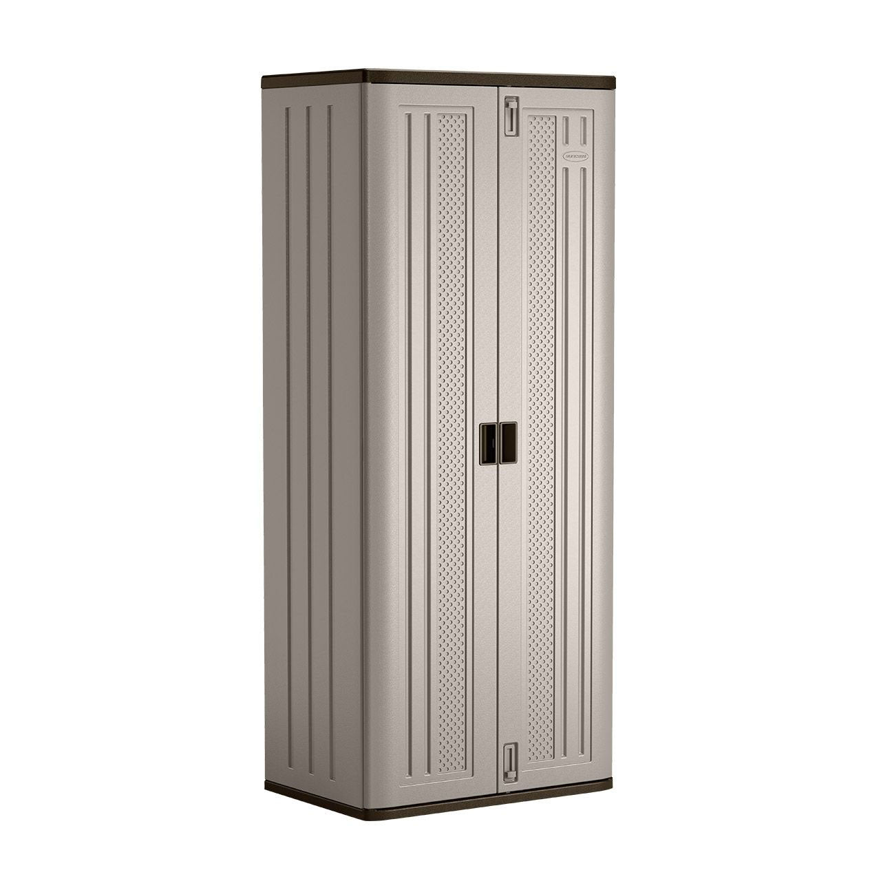Suncast Tall Storage Cabinet Building with Shelves and Doors, Platinum (2 Pack)