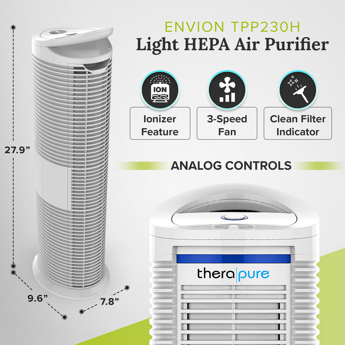 ENVION Therapure Medium and Large Room HEPA Air Purifier w/Light Technology