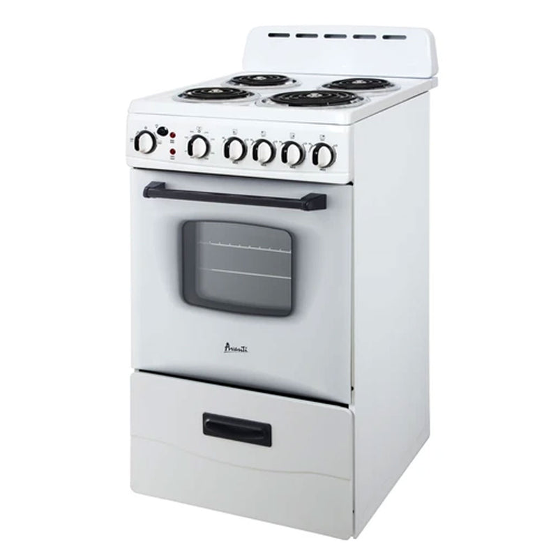 Avanti 20 Inch 2.1 Cu Ft Electric Single Kitchen Oven with 4 Burner Range, White