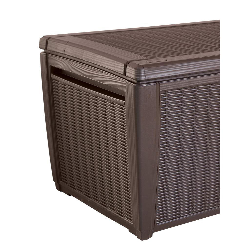 Keter Sumatra 135 Gallon Outdoor Pool Cushion Storage Deck Box, Brown (Used)