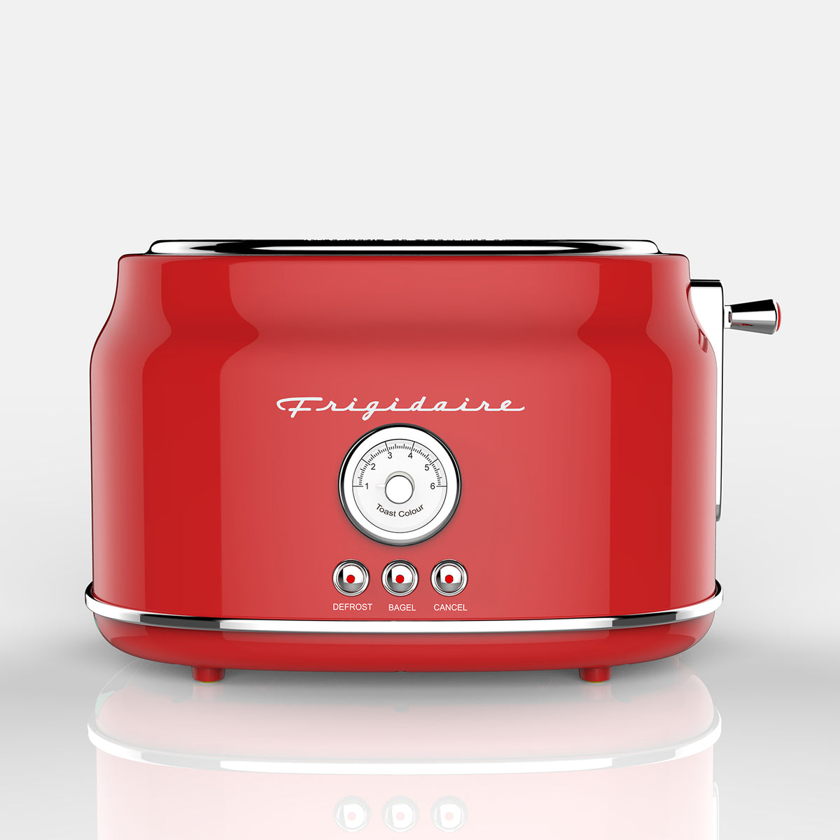 Frigidaire Retro Home Kitchen 2 Slice Toaster Maker with Wide Bread Slots, Red