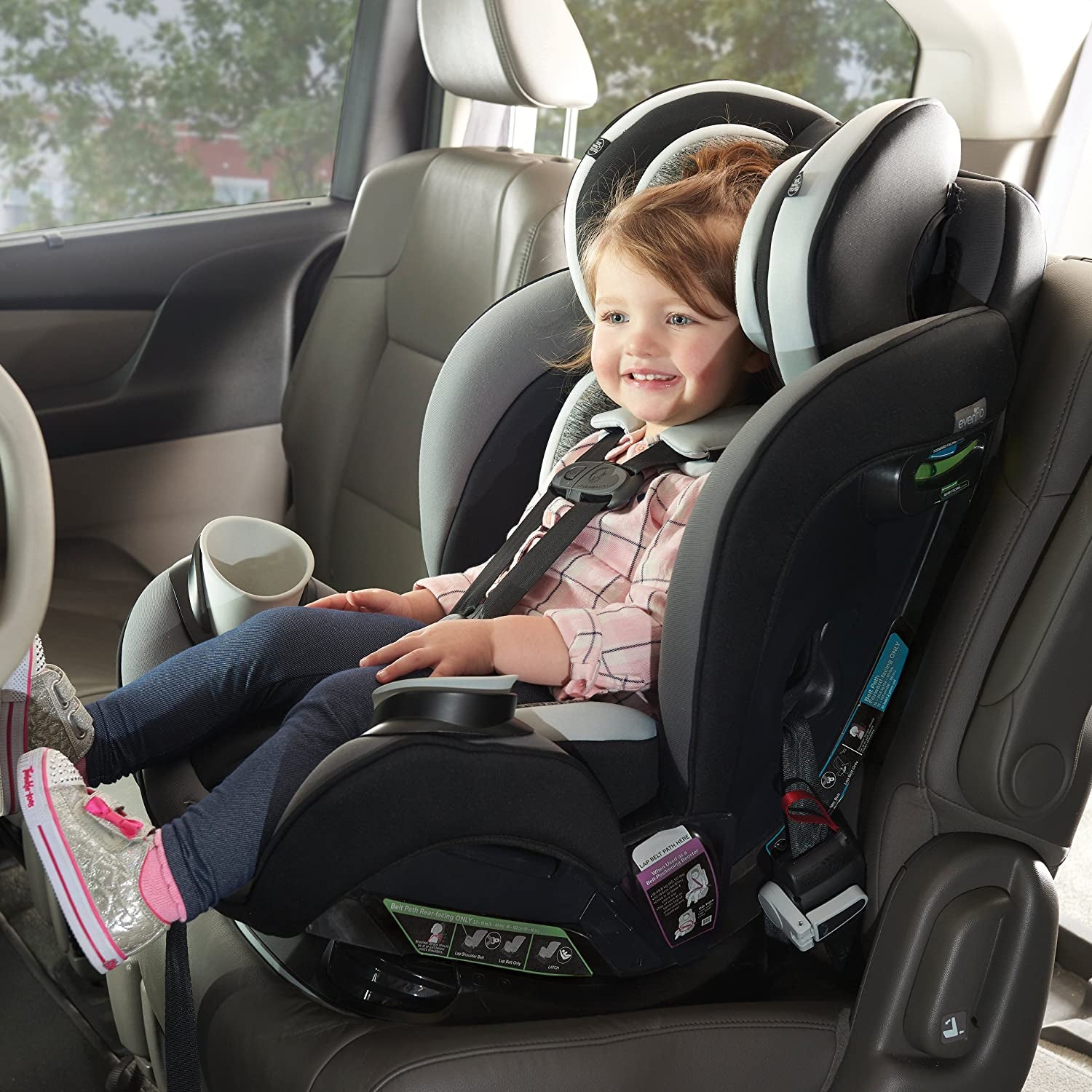 Evenflo EveryStage DLX All-in-1 Forward/Rear Facing Convertible Car Seat, Green