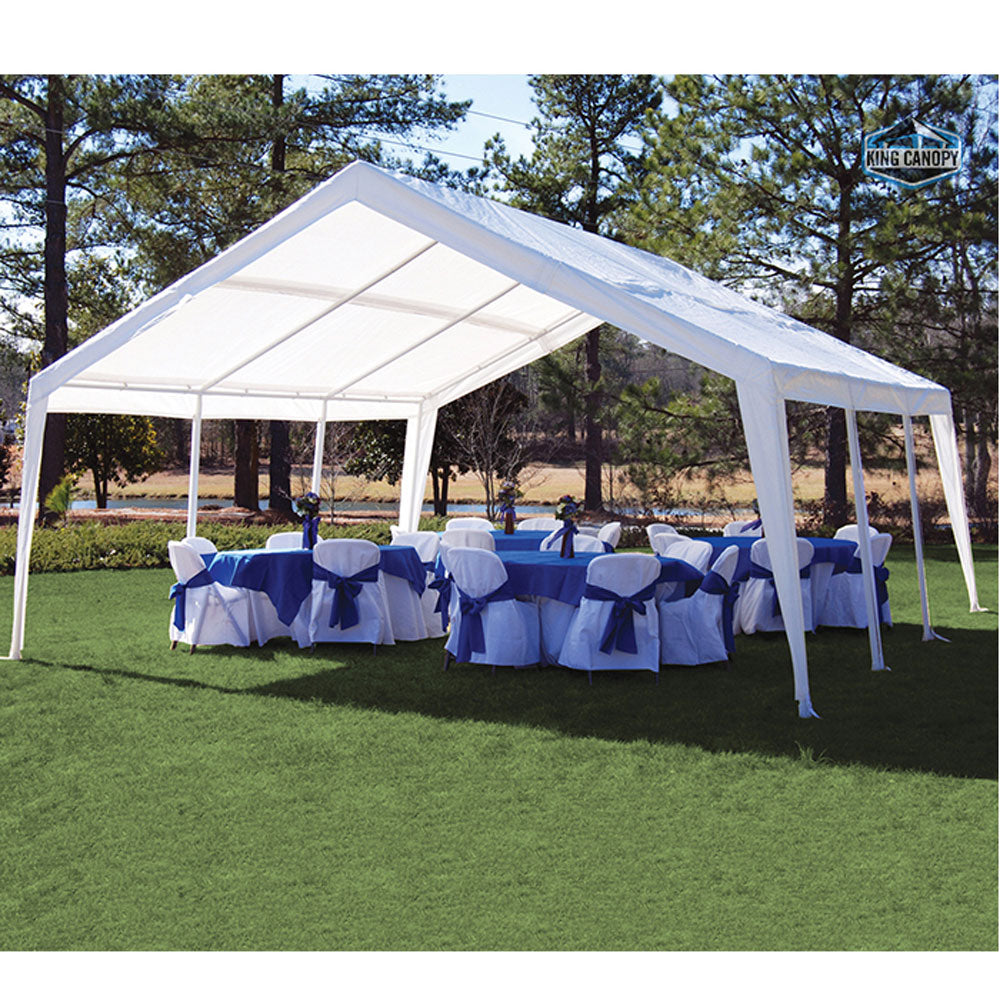 King Canopy 12 x 20 & 20 x 20 Feet 8 Leg Dual Size Expandable Canopy, White