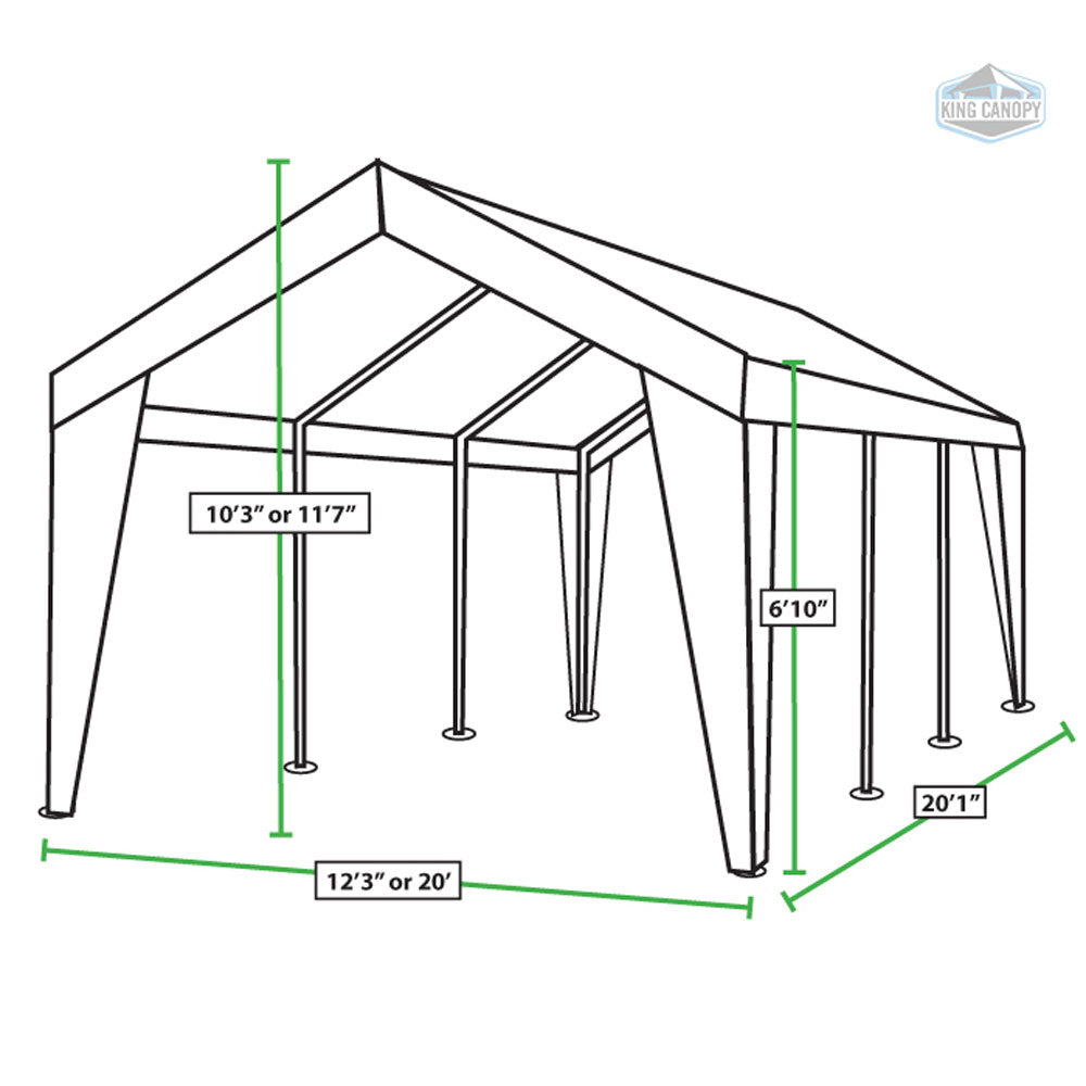 King Canopy 12 x 20 & 20 x 20 Feet 8 Leg Dual Size Expandable Canopy, White