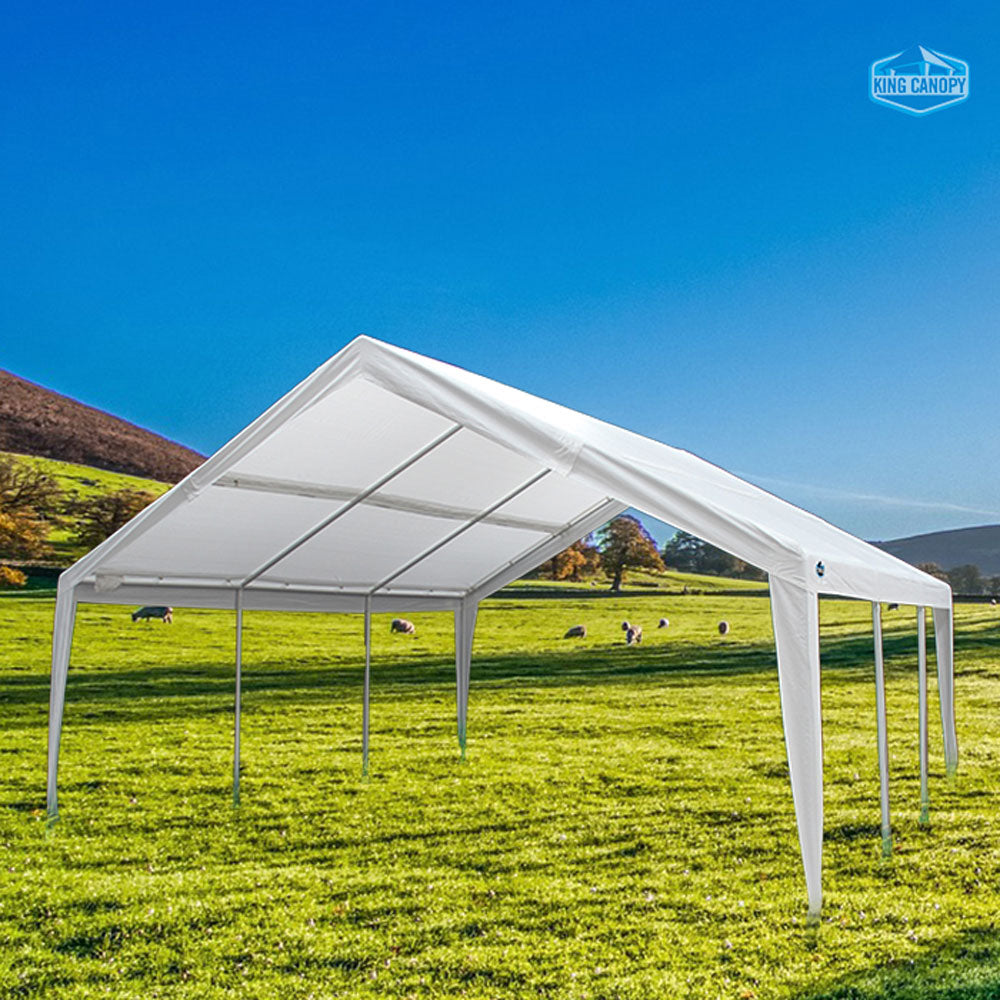 King Canopy 12 x 20 & 20 x 20 Feet 8 Leg Dual Size Expandable Canopy, White