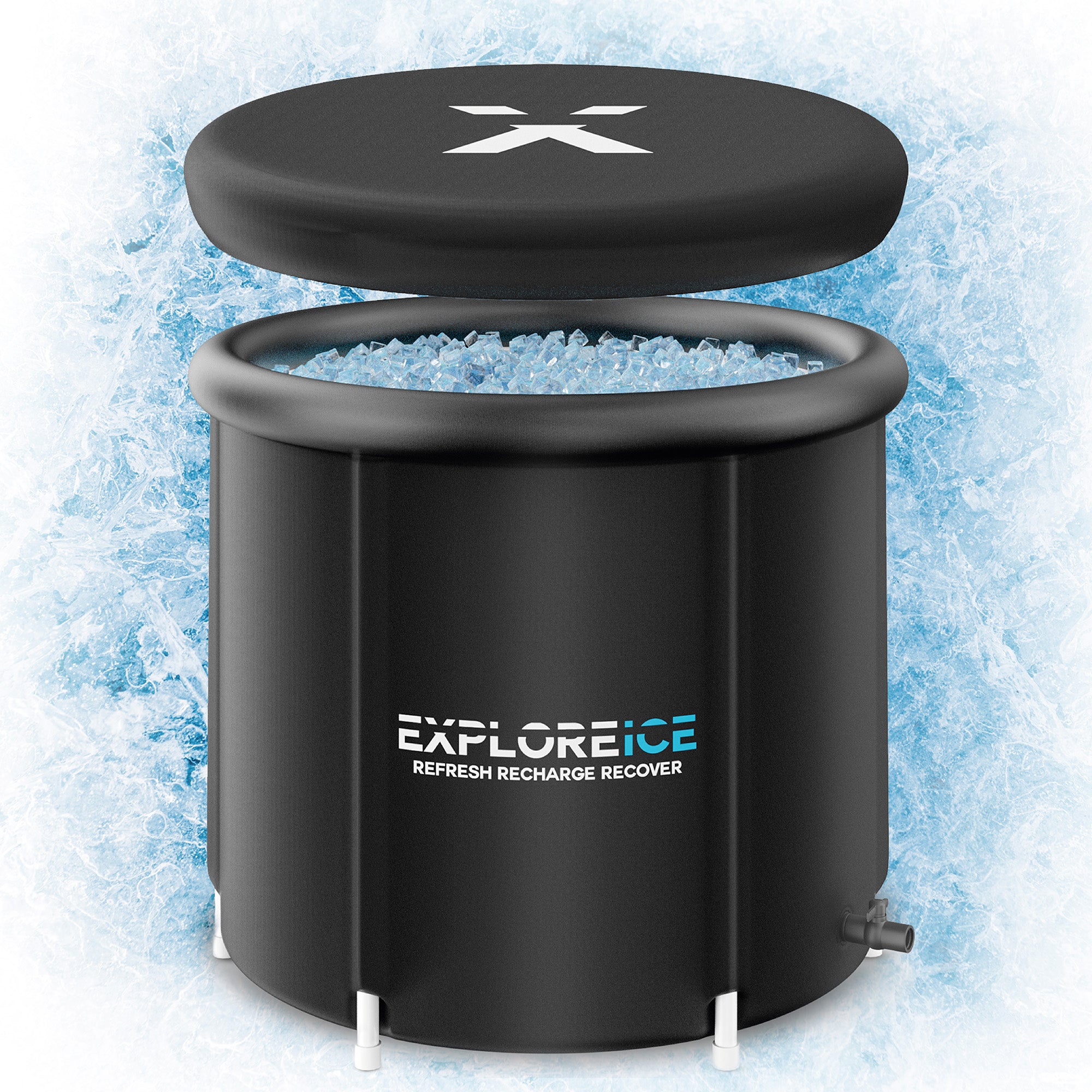 Explore Ice Bath Pro Max XL Athlete Cold Plunge Bath Tub, Black (Open Box)