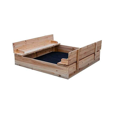 Be Mindful Extra Large Kids Sandbox with Cover and Bench Seat (Open Box)